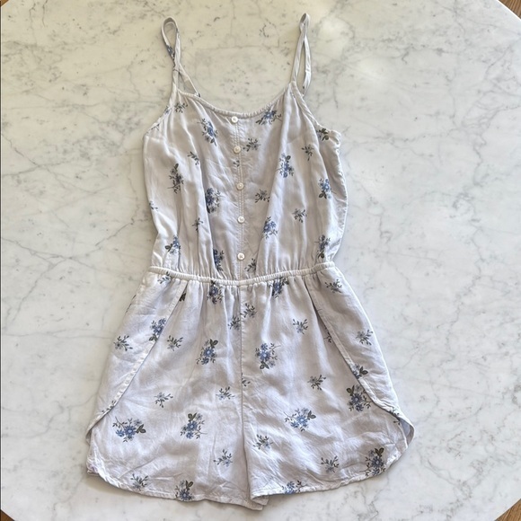 Floral Faux Button-Down Romper - Picture 1 of 5